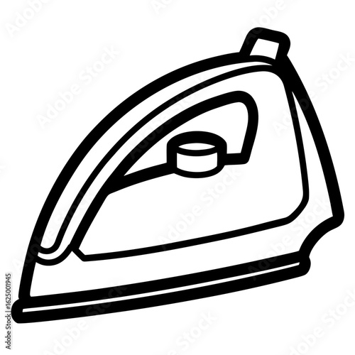 Steam Iron – Classic Contour Line Art Vector