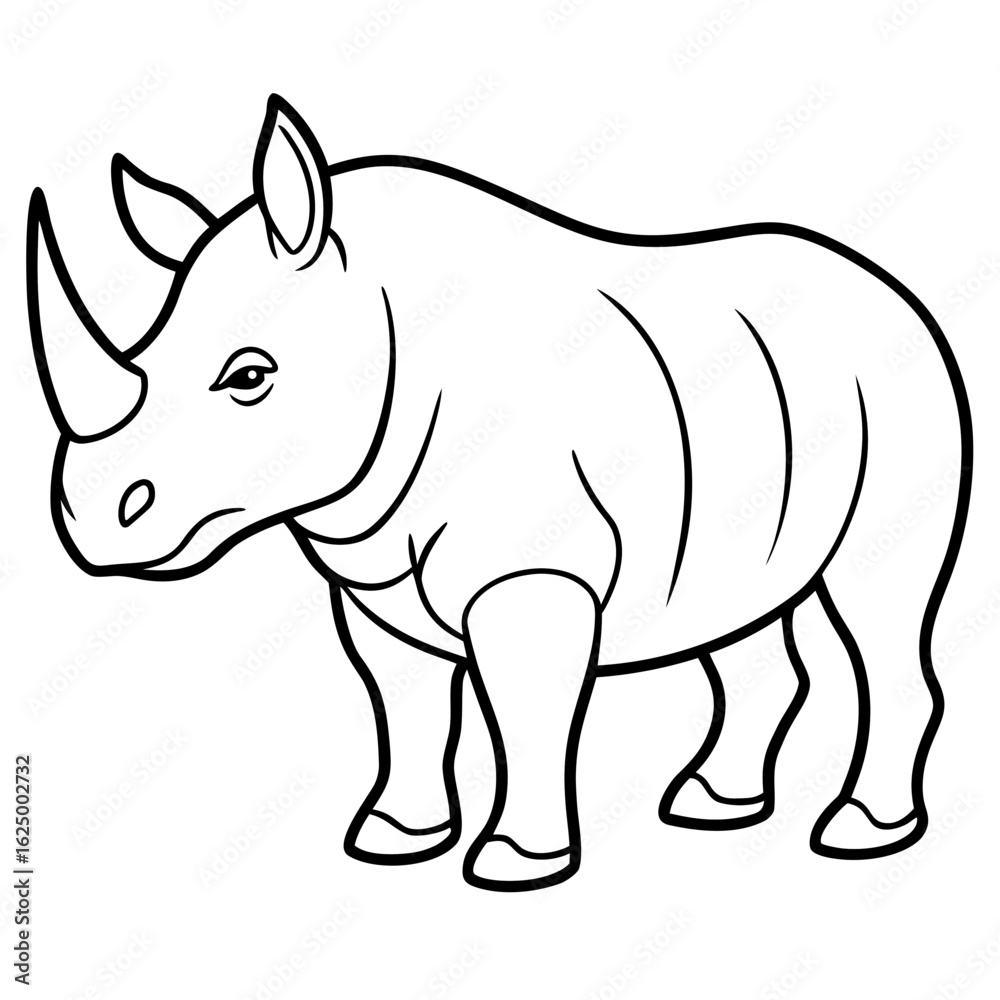Fototapeta premium Rhino Outline on White