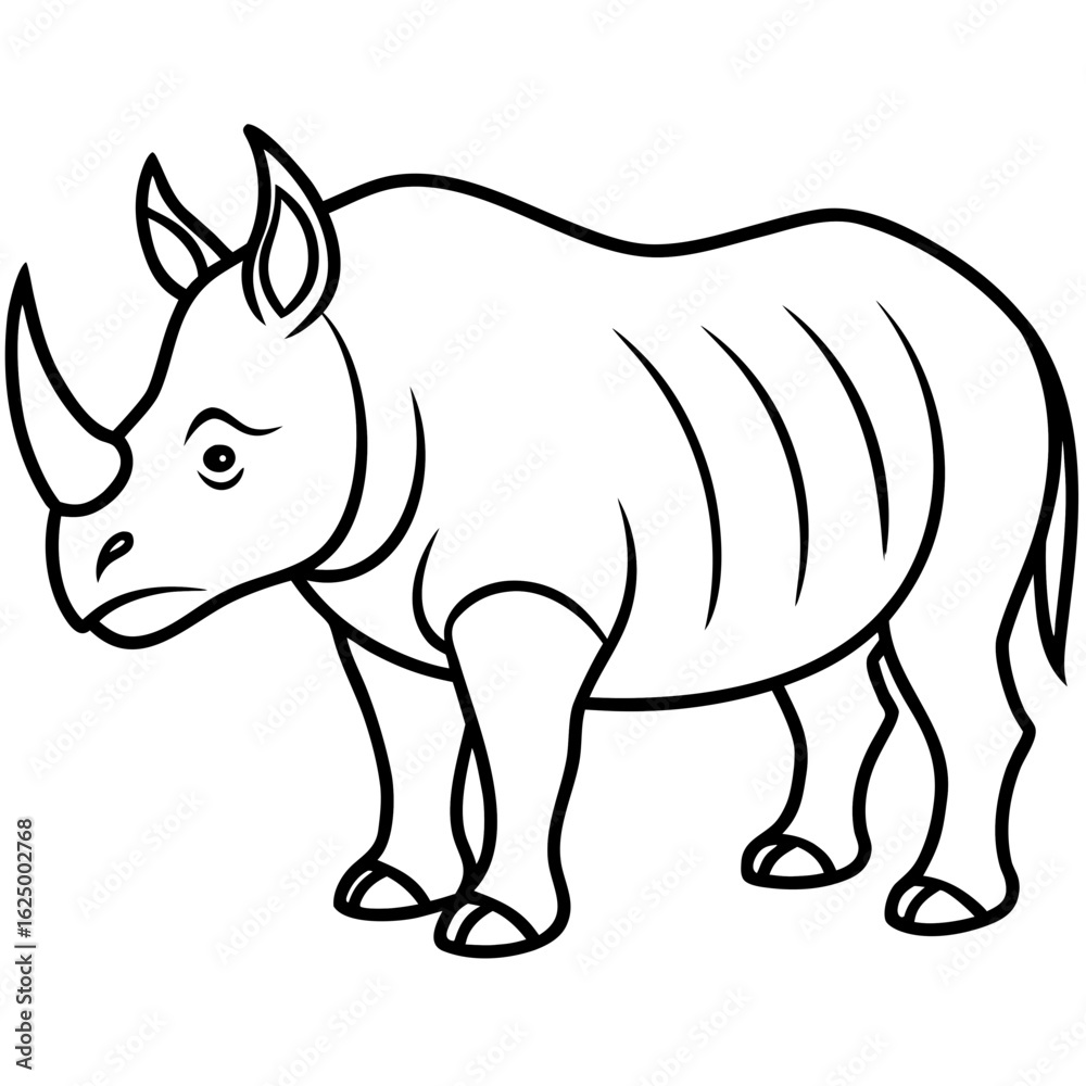 Fototapeta premium Rhino Outline on White