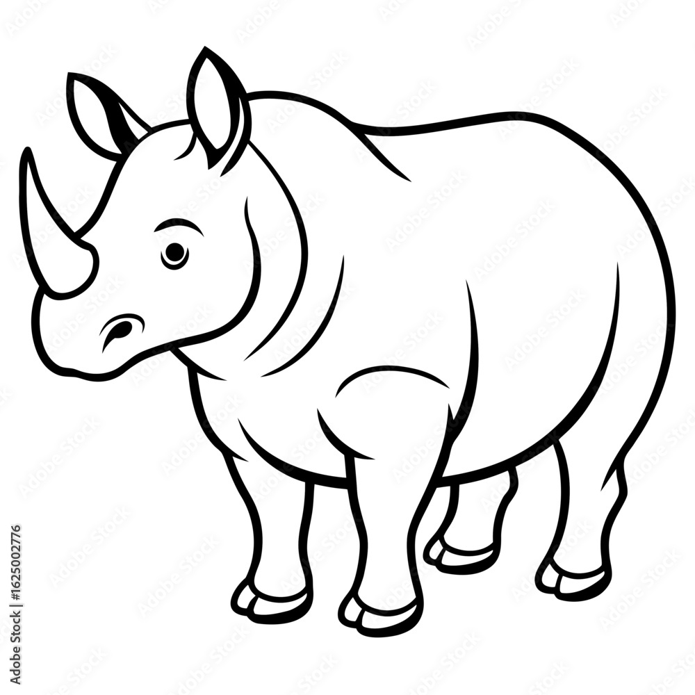 Fototapeta premium Rhino Outline on White