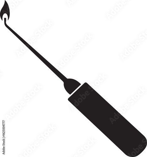 Black silhouette of a kitchen torch ignited
