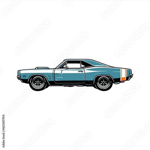 simple silhouette hand-drawing vintage muscle car vector	
