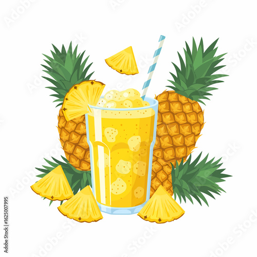 Refreshing Tropical Pineapple Smoothie With Fresh Fruit Slices