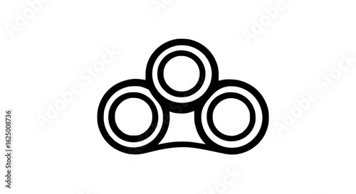 A three-ringed object with a black and white design