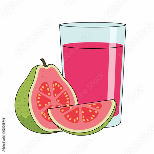 Refreshing Pink Guava Juice in a Tall Glass with Fresh Fruit Slices