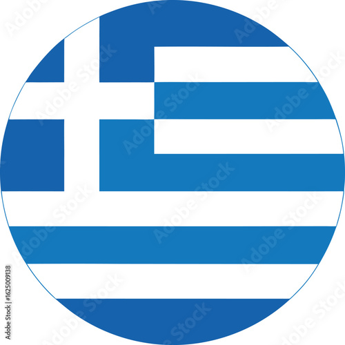 greece national flag icon with blue and white stripes in circle