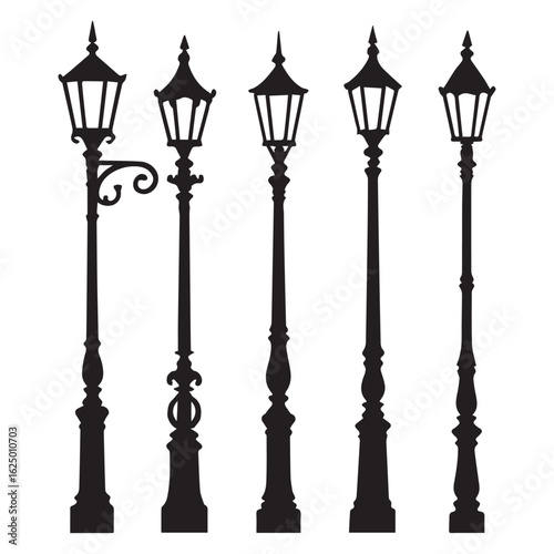 Elegant Street Lamp Silhouettes A Collection of Classic and Ornate Designs for Urban Ambiance and Architectural Inspiration