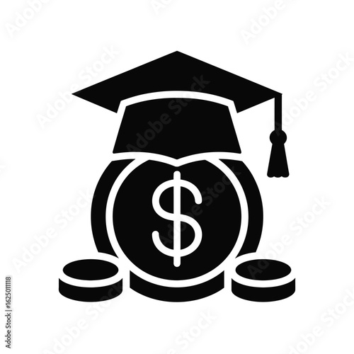 Graduation cap and coins symbolizing education and financial investment