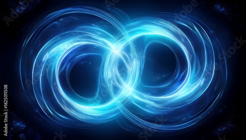 two glowing blue circles swirling energy dark background