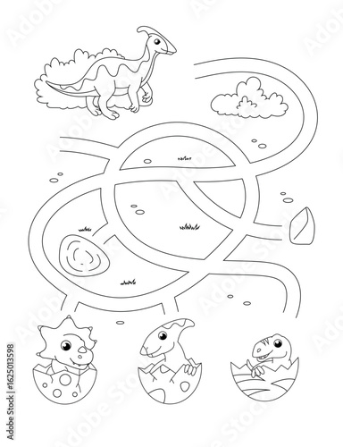 Parasaurolophus Maze Puzzle Activity for Kids