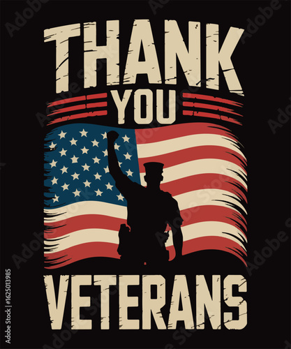 Thank You Veterans American Flag Design – Patriotic Military Tribute Vector Art