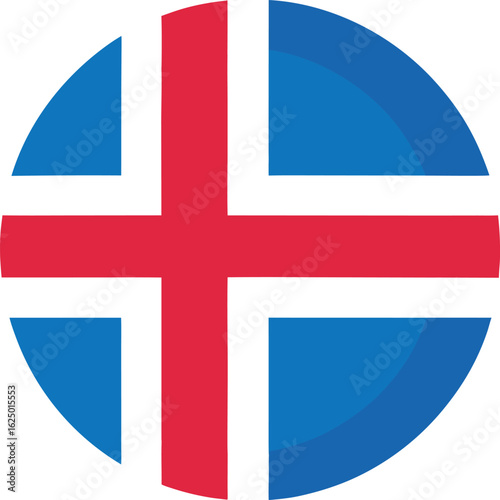 iceland national flag in circular icon design isolated on white