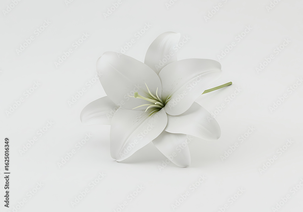 Fototapeta premium Single White Lily Flower on White Background
