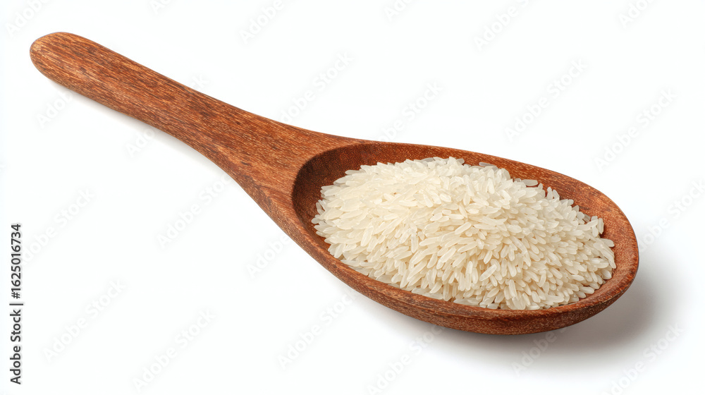Wooden spoon with long grain rice, cooking ingredient concept, isolated on transparent background Wooden spoon with long grain rice, cooking ingredient concept, isolated on transparent background