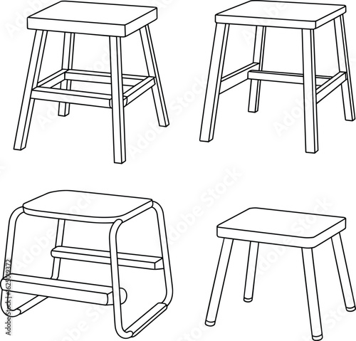Wooden stools, metal stools, modern seating, stylish furniture, home decor ideas, interior design inspiration, stool variations, compact seating, furniture styles, stool collection