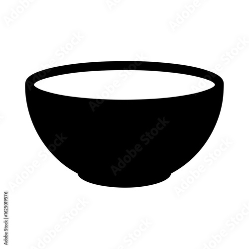 Black silhouette image of a bowl filled with white liquid food