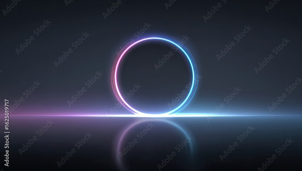 Obraz premium Abstract neon circle graphic on dark background
