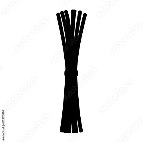 Silhouette of a bunch of spaghetti tied together in a minimalistic style