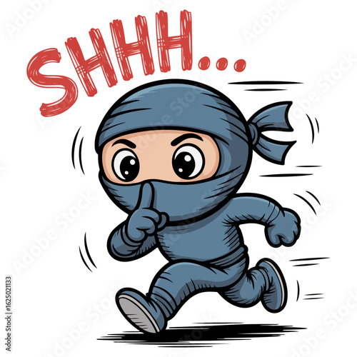 ninja with a SHHH... speech bubble