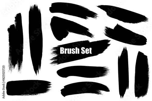 力強い筆使いのブラシストロークセット
