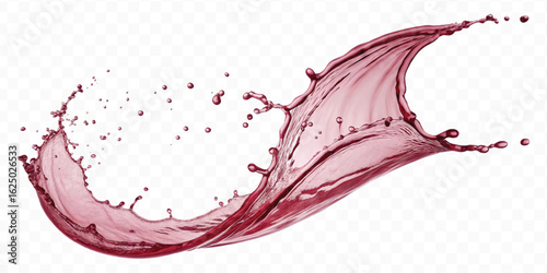 realistic 3d smooth liquid red wine water splash in curve style isolated on transparent background