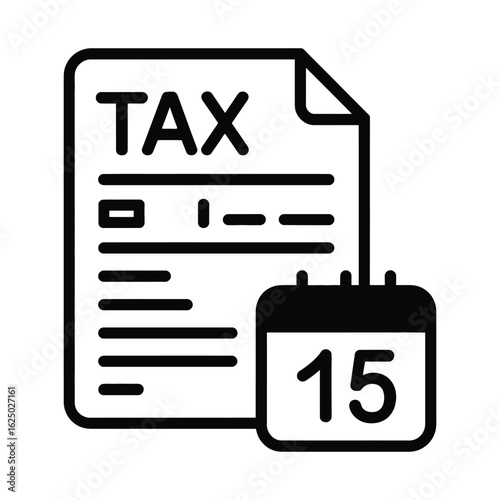 Tax document with calendar showing the fifteenth day of the month