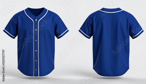 Blank blue baseball jersey front and back