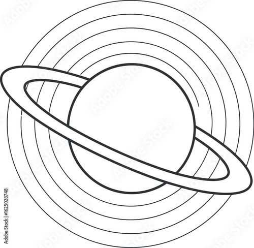 Vector art of a minimalist line art illustration of saturn with its rings, representing space, astronomy, and the wonders of the universe
