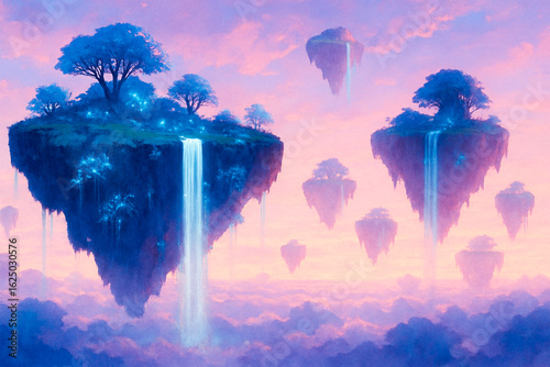 Floating Islands in a Dreamy Sky