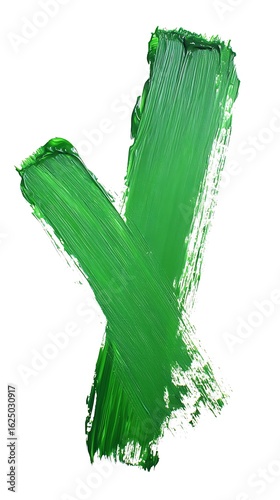 Green Paint Strokes Creating an X Shape on a White Background Texture