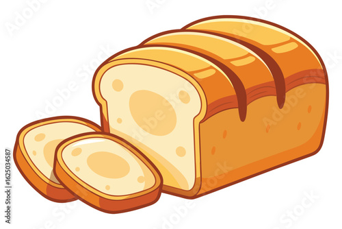 Freshly baked loaf of white bread sliced and ready to eat