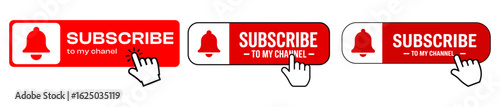 Red Bell Subscribe Button Set.