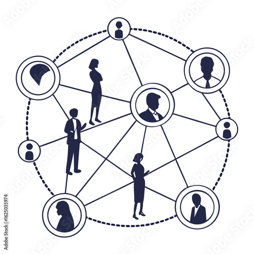 Diverse global network of people connecting and communicating isolated on white background