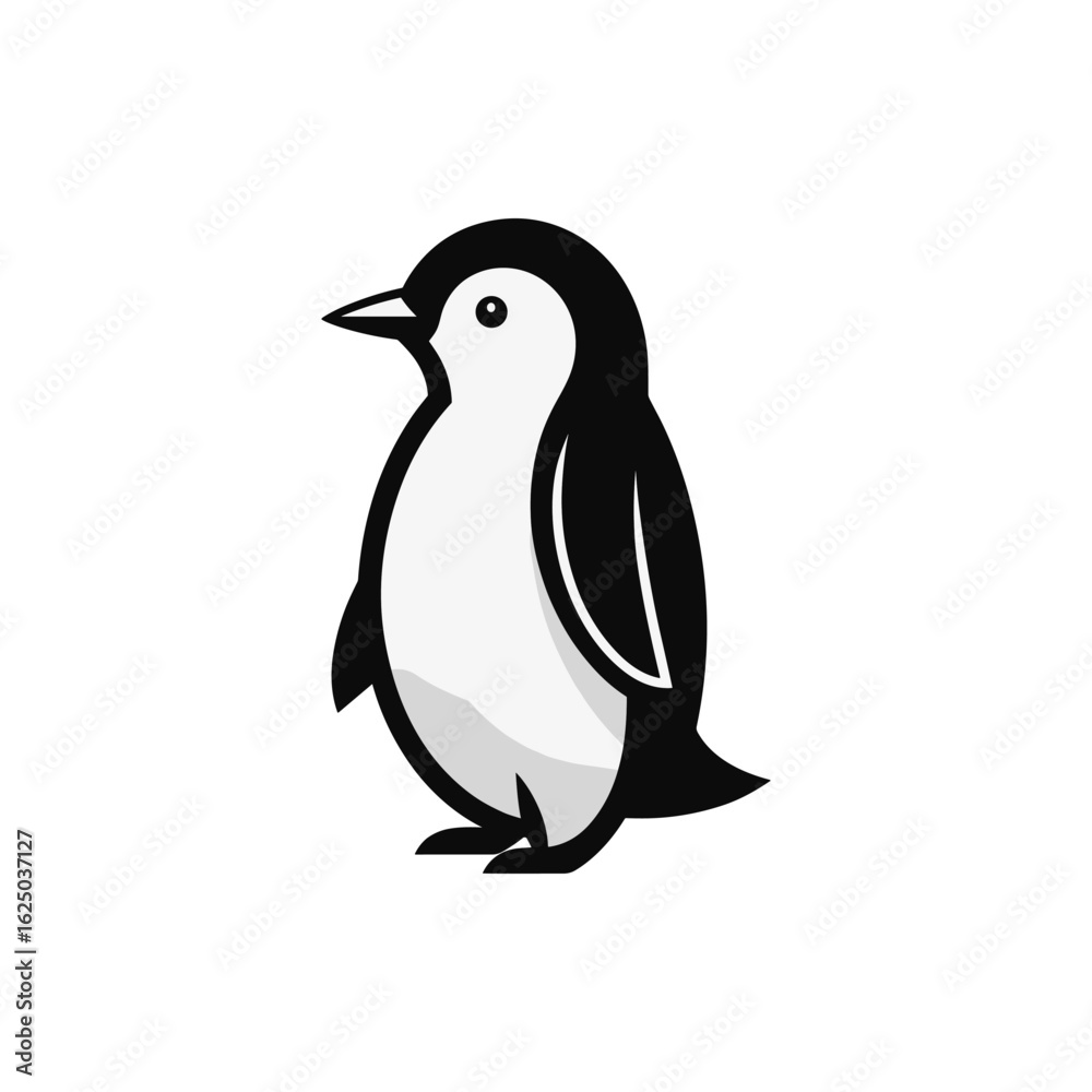 Naklejka premium A stylized penguin illustration standing upright against a plain background, ideal for educational use