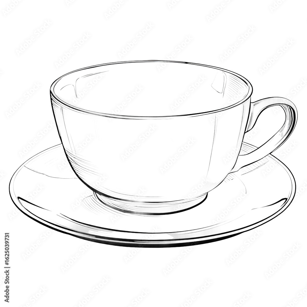 Elegant teacup and saucer illustration isolated on transparent background Elegant teacup and saucer illustration isolated on transparent background