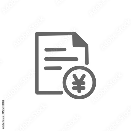Invoice with yen symbol icon - Japanese currency billing receipt payment document pictogram for finance and accounting