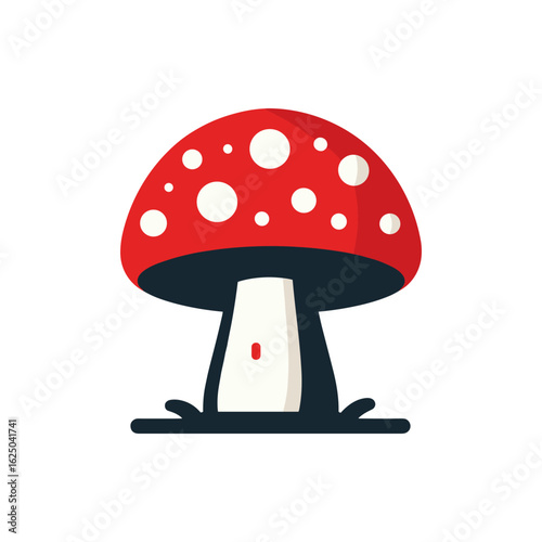 Colorful cartoon mushroom with door and grass, set against a simple white background