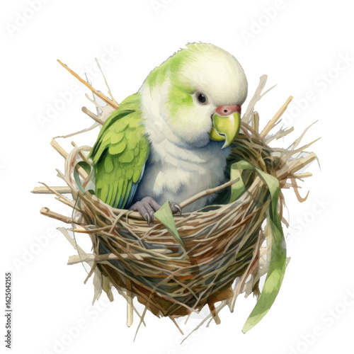 white parrot in a nest