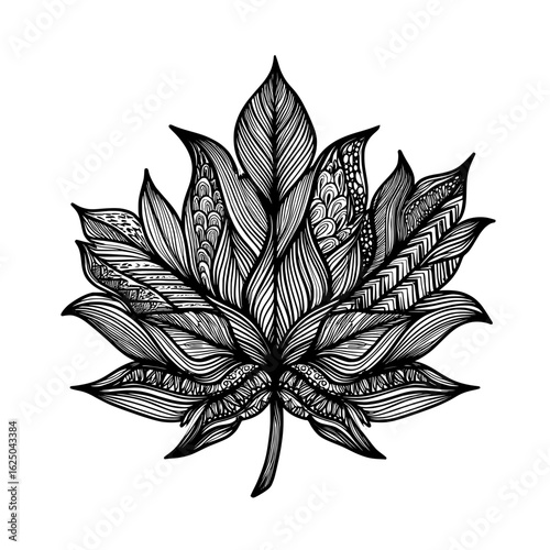 Clipart of a fall leaf, a black and white leaf illustration, and modern clipart designs