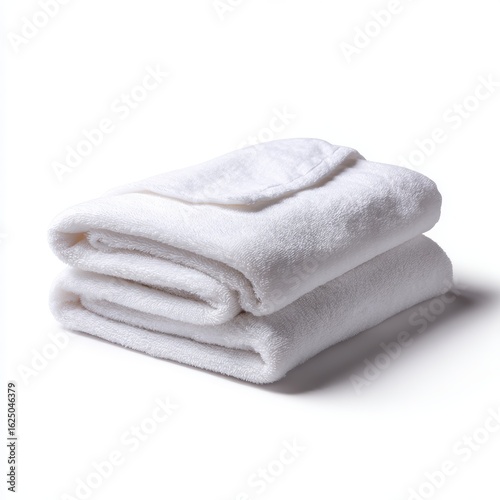 A clean, white plush throw blanket, neatly folded, isolated on a pure white background. Comfort, home textiles.