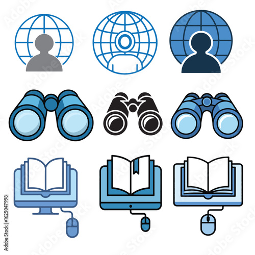 Digital Exploration and Learning Icons