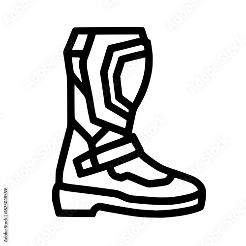 Motocross Protective Sport Boot Black Outline Icon
