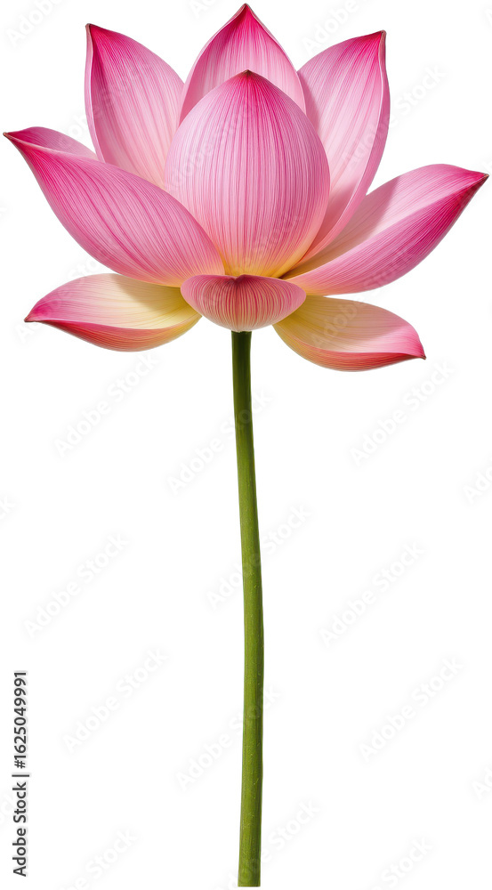Naklejka premium Beautiful Pink Lotus Flower with Elegant Petals and Green Stem