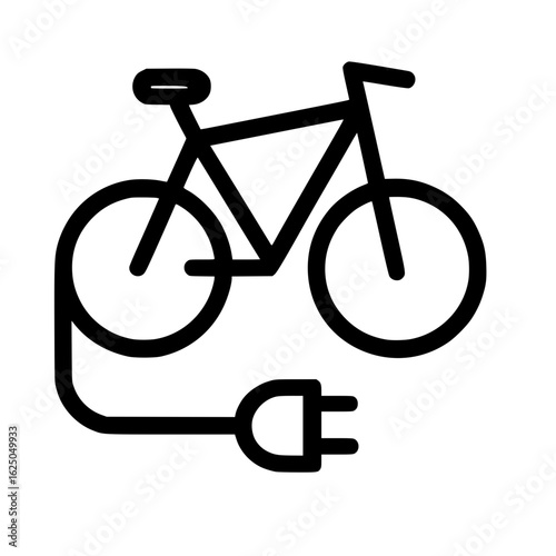 Minimal Black Electric Bicycle Charging Icon
