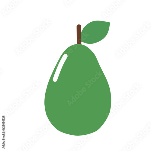 Green pear icon in flat style. Simple fruit vector perfect for diet, health, or organic food concepts