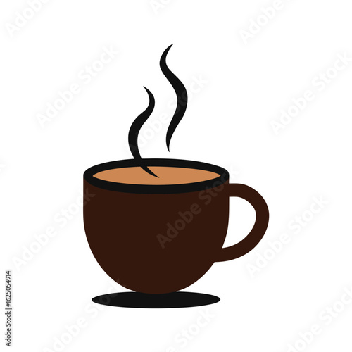 Hot coffee cup with rising steam ideal for caf� logo or cozy morning art with white background