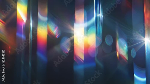 Cinematic multicolored light leaks prism aurora flares, natural light rays soft bursts bokeh glints, smooth slow motion, black background, dreamy ethereal feel, high contrast, 4K overlay style