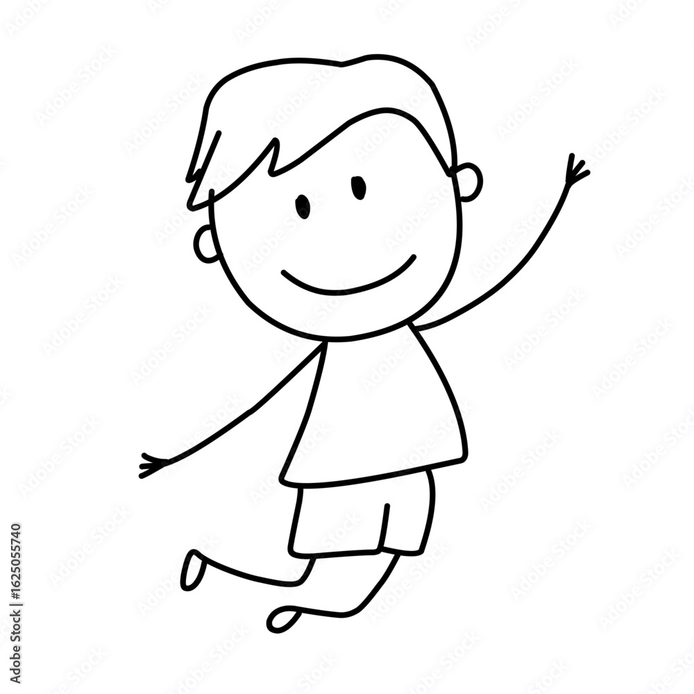 Set of doodle kids figures. Cute stick boys and girls jumping. Vector illustration Set of doodle kids figures. Cute stick boys and girls jumping. Vector illustration