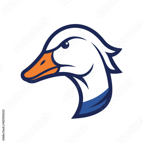 Playful goose head mascot vector for sports logos or animal icons with white background