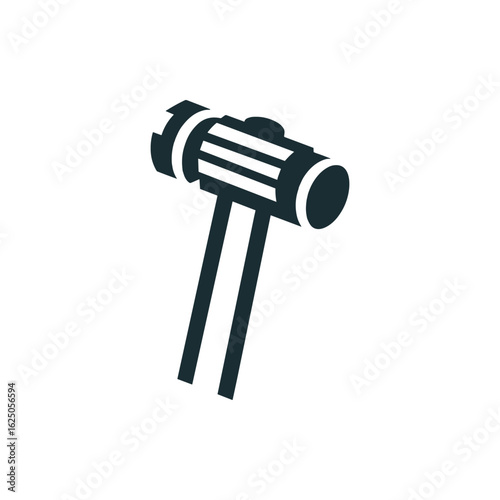 A stylized illustration of a gavel, symbolizing justice and law, against a plain background